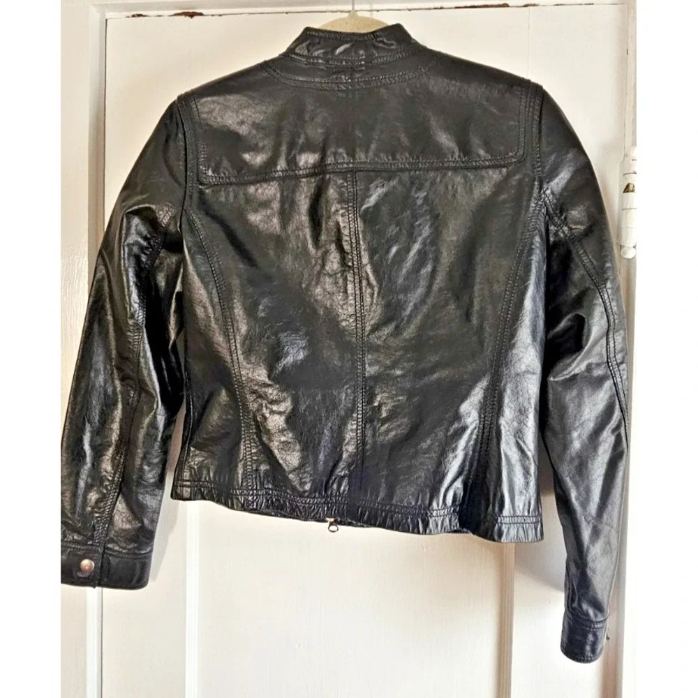 Vintage‎ CITY DKNY biker genuine leather jacket lined women's 8P